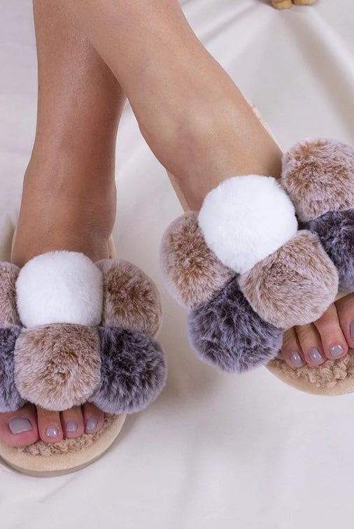 slippers by pretty you london pom pom slippers