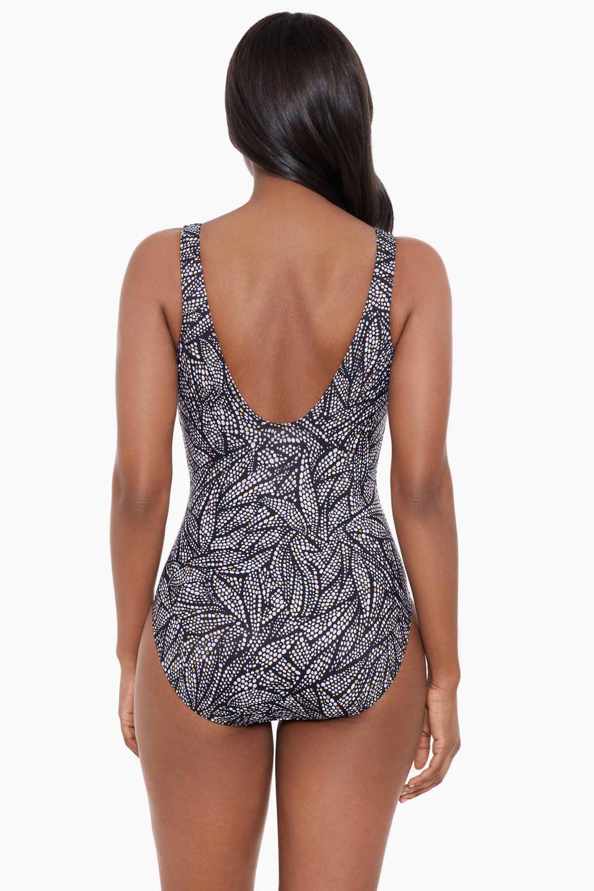 Miraclesuit Shore Leave Zipt One Piece Swimsuit. Looks 10 lbs lighter in 10 seconds, the time it takes to slip on a Miraclesuit