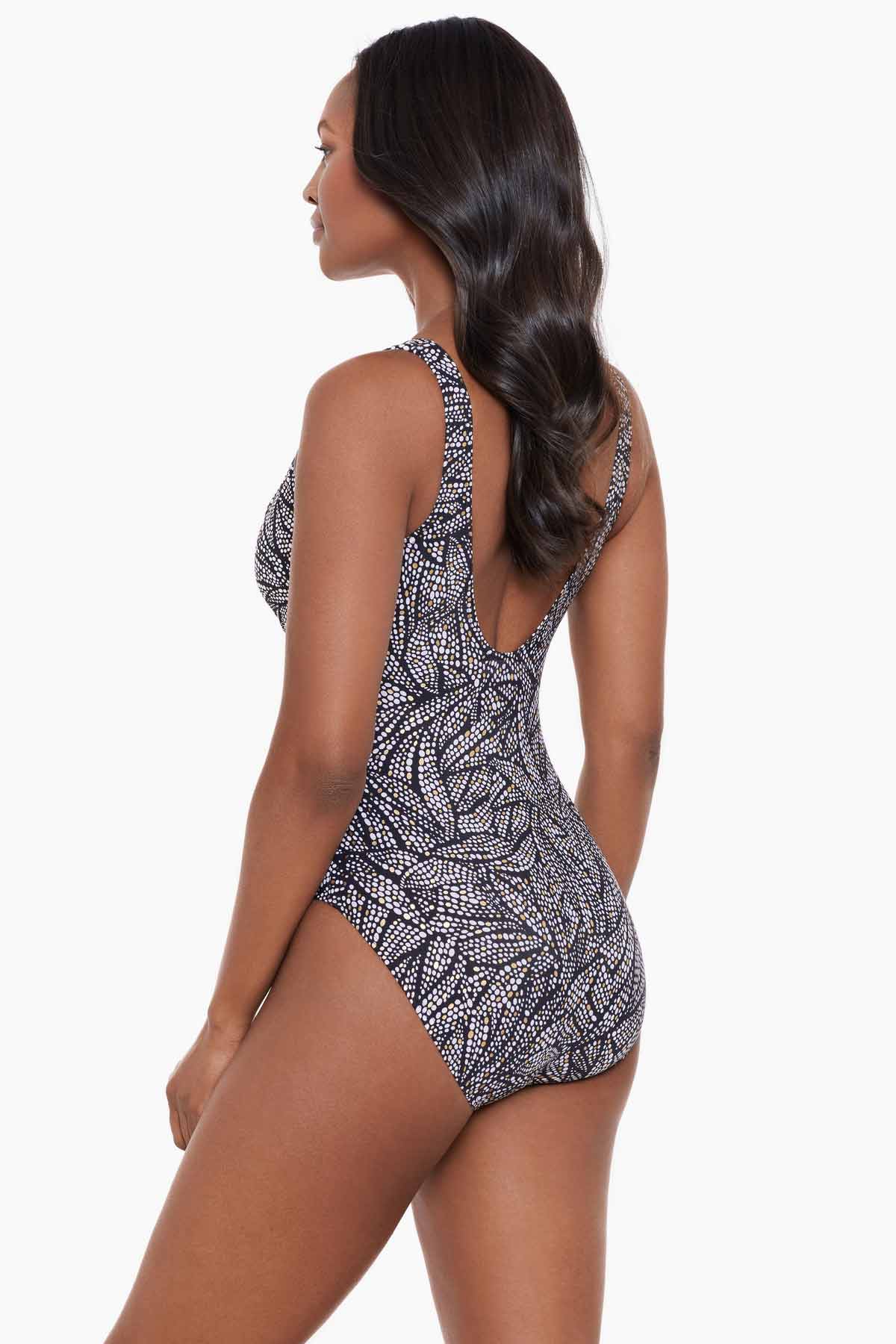 Miraclesuit Shore Leave Zipt One Piece Swimsuit. Looks 10 lbs lighter in 10 seconds, the time it takes to slip on a Miraclesuit