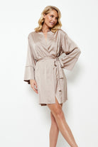 Aruelle Bege Satin Briana dressing gown