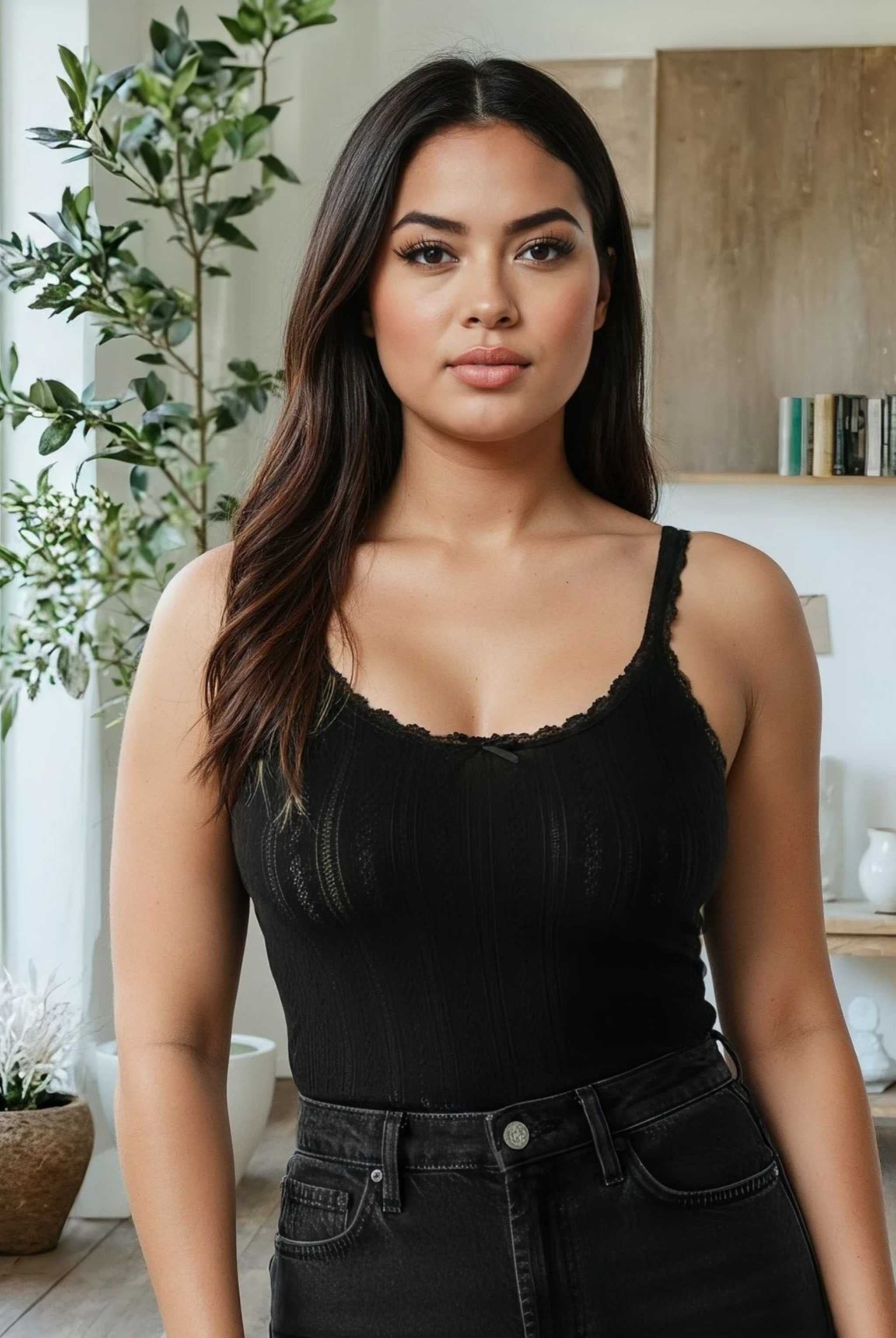 black thermal camsiole tops