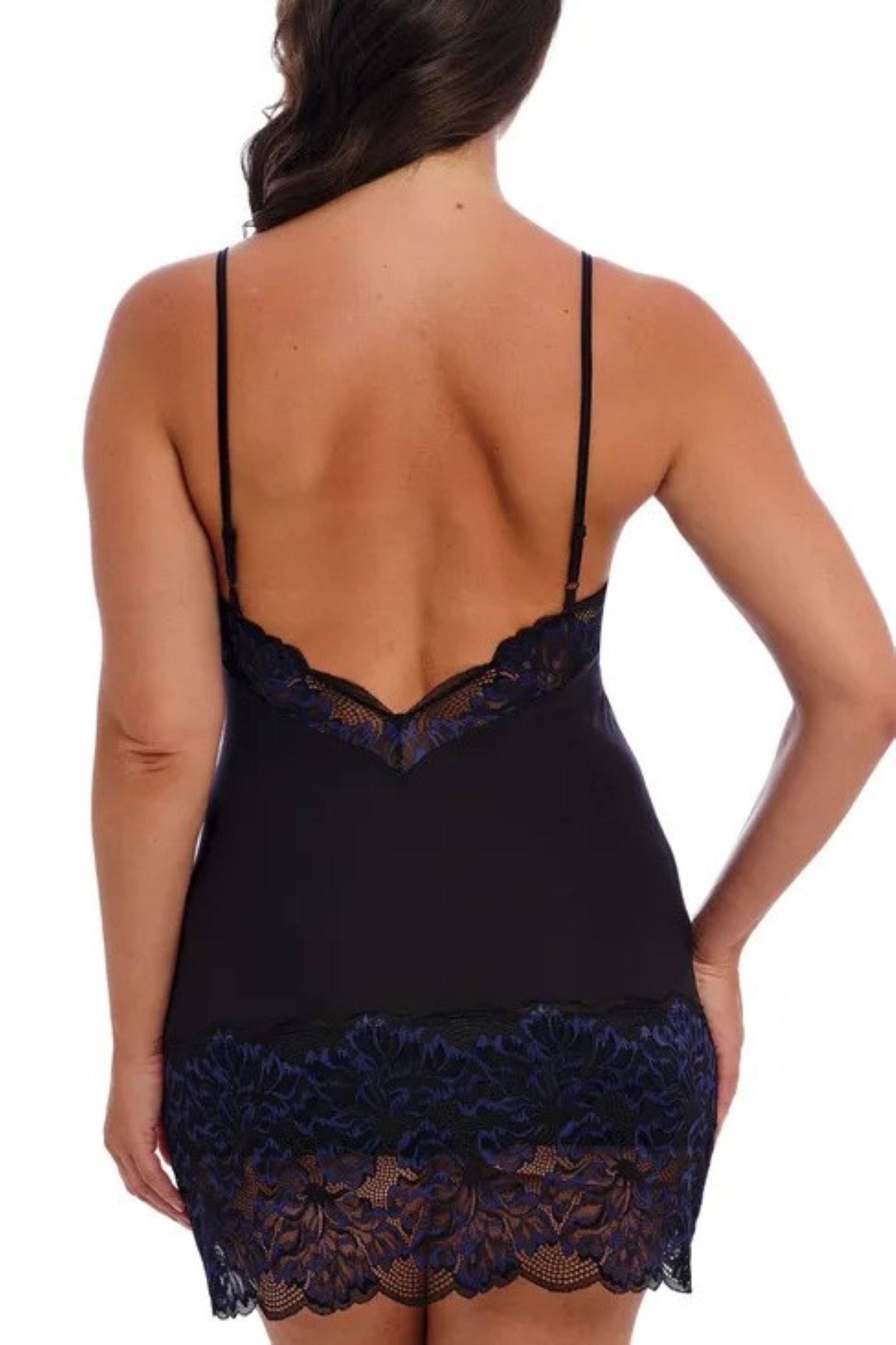 Fantasie Emmaline black and blue lace chemise low back