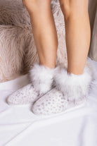 fluffy snow leopard pretty you london slipper boots