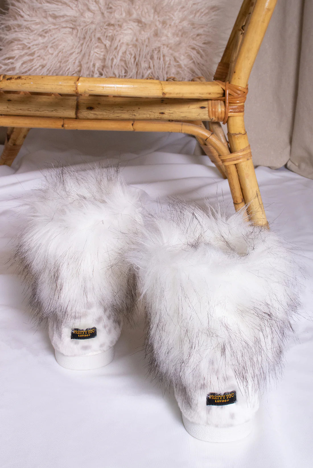 fluffy snow leopard pretty you london slipper boots
