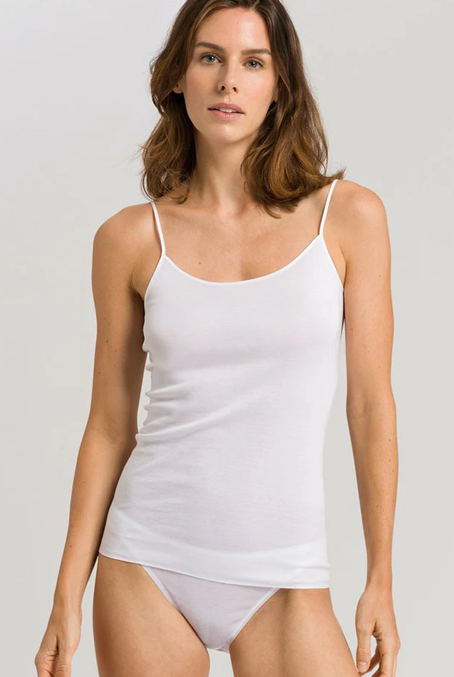 Hanro Cotton Seamless Spaghetti Top White-brownslingerie2