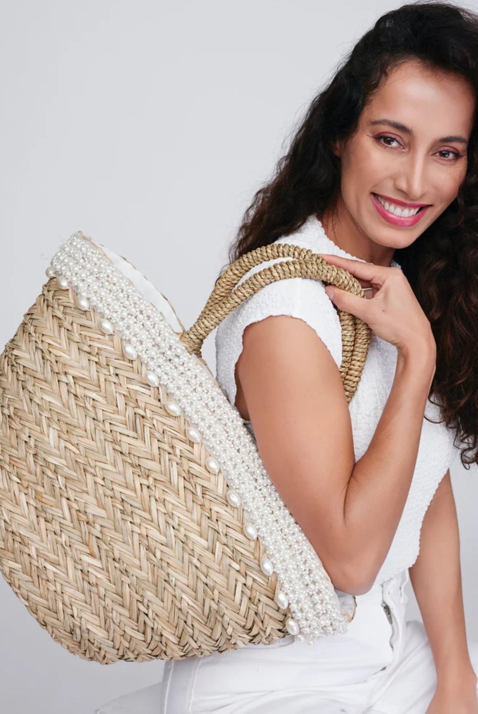Pia Rossini straw beach bag