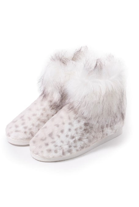 pretty you london snow leopard slipper boots for women