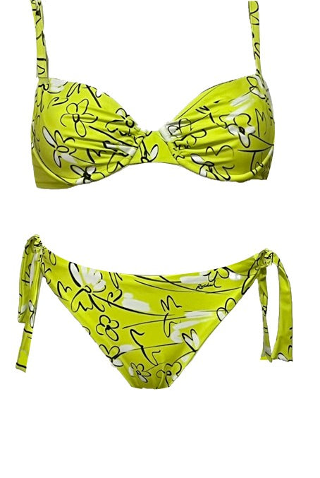 Roidal iriela bikini underwired green tie side bikini
