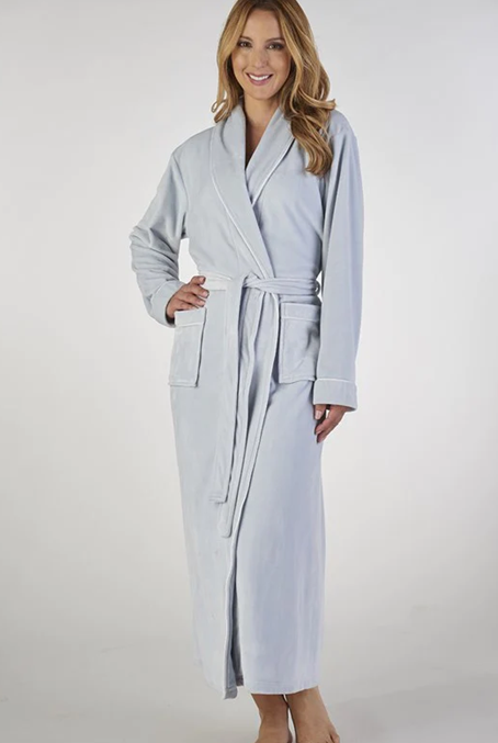 slenderella light blue velvet dressing gown