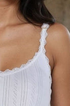 Slenderella thermal white round french neck camisole.