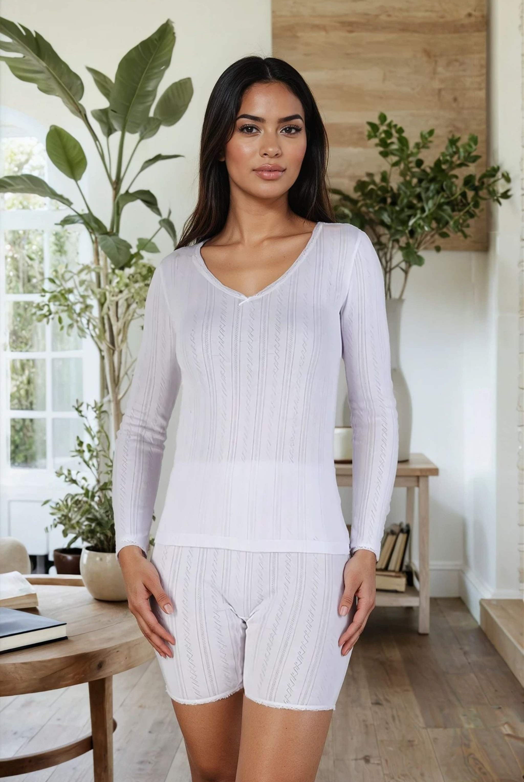 Slenderella Brushed Thermal Long Sleeve Top