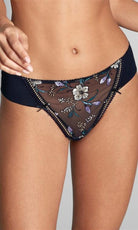 Empreinte Lauren Midnight Blue Thong-brownslingerie