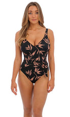 Fantasie Luna Bay Black Plunge Swimsuit-brownslingerie