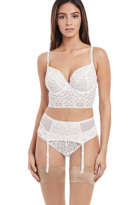 Freya Soiree Lace Suspender Belt White-brownslingerie