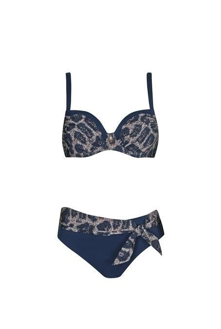 Opera Blue Animal Underwired Bikini-brownslingerie