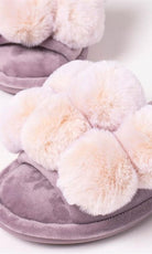 Pretty You London Dolly Pom Pom Slippers in Orchid-brownslingerie