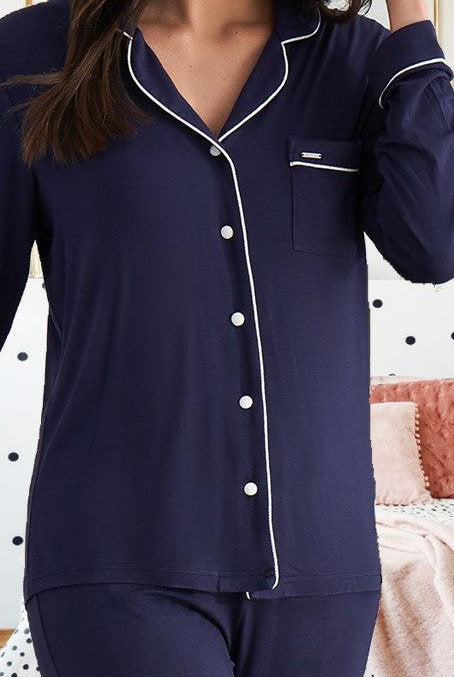 Pretty You Navy Pyjamas-brownslingerie
