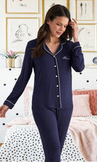 Pretty You Navy Pyjamas-brownslingerie