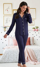 Pretty You Navy Pyjamas-brownslingerie