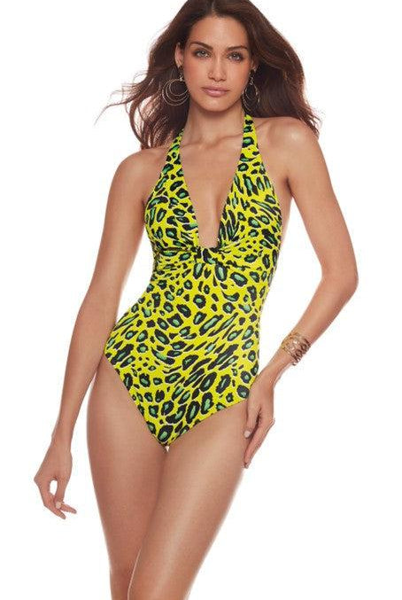 Roidal Kamoa Halterneck Animal Print Swimsuit-brownslingerie