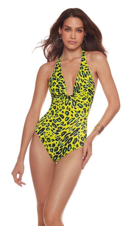Roidal Kamoa Halterneck Animal Print Swimsuit-brownslingerie