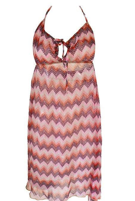 Rosapois Pink Silk Patterned Dress-brownslingerie