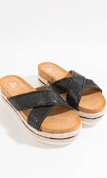 Sandals by Pia Rossini in Diamante Black-brownslingerie
