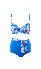 Seaspray Eleanor Blue Floral Deep Bikini Brief-brownslingerie