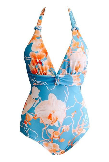 Turquoise Halter neck Swimsuit-brownslingerie