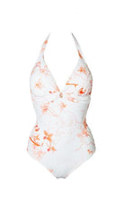 White Coral Halter neck Swimsuit-brownslingerie