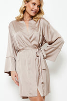 Aruelle Beige  Satin Briana dressing gown 