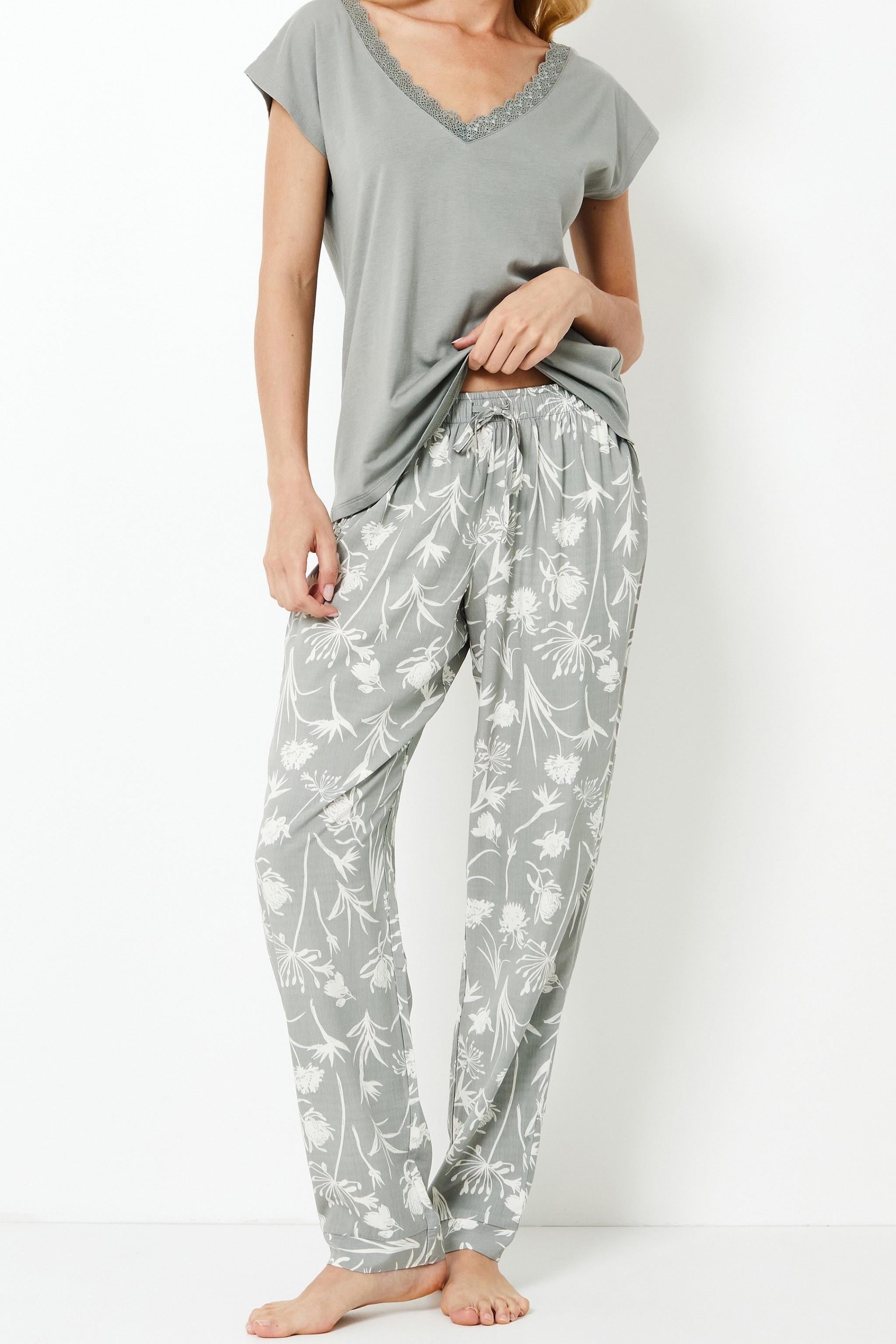 Aruelle Fabiana pajama set with long pants and plain short sleeve  t shirt top