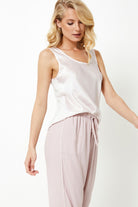 Aruelle Lakena pink pajama long pants and satin top