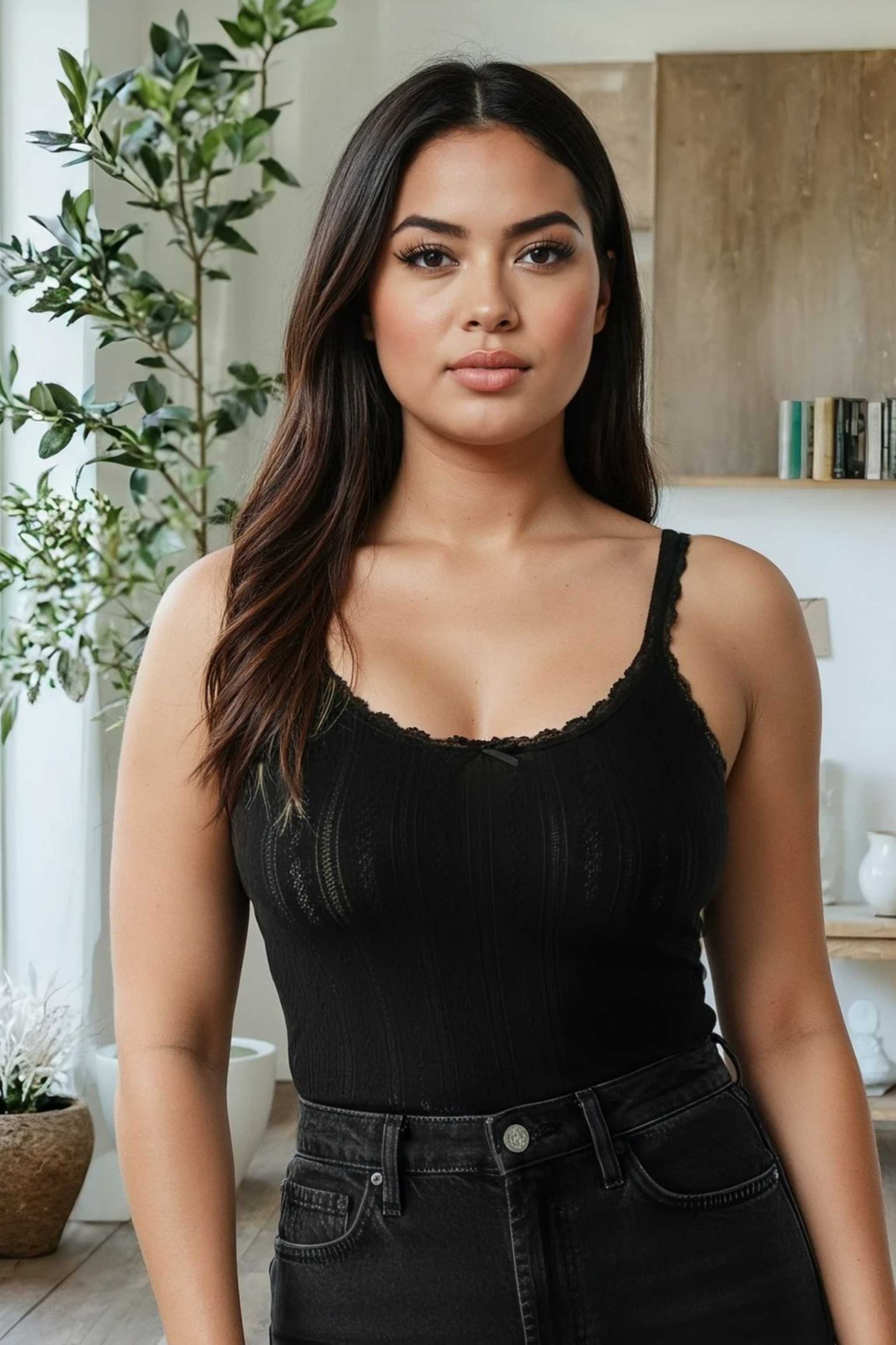 black thermal camsiole tops