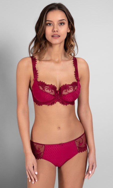 Empreinte Thalia red sangria low neck bra 