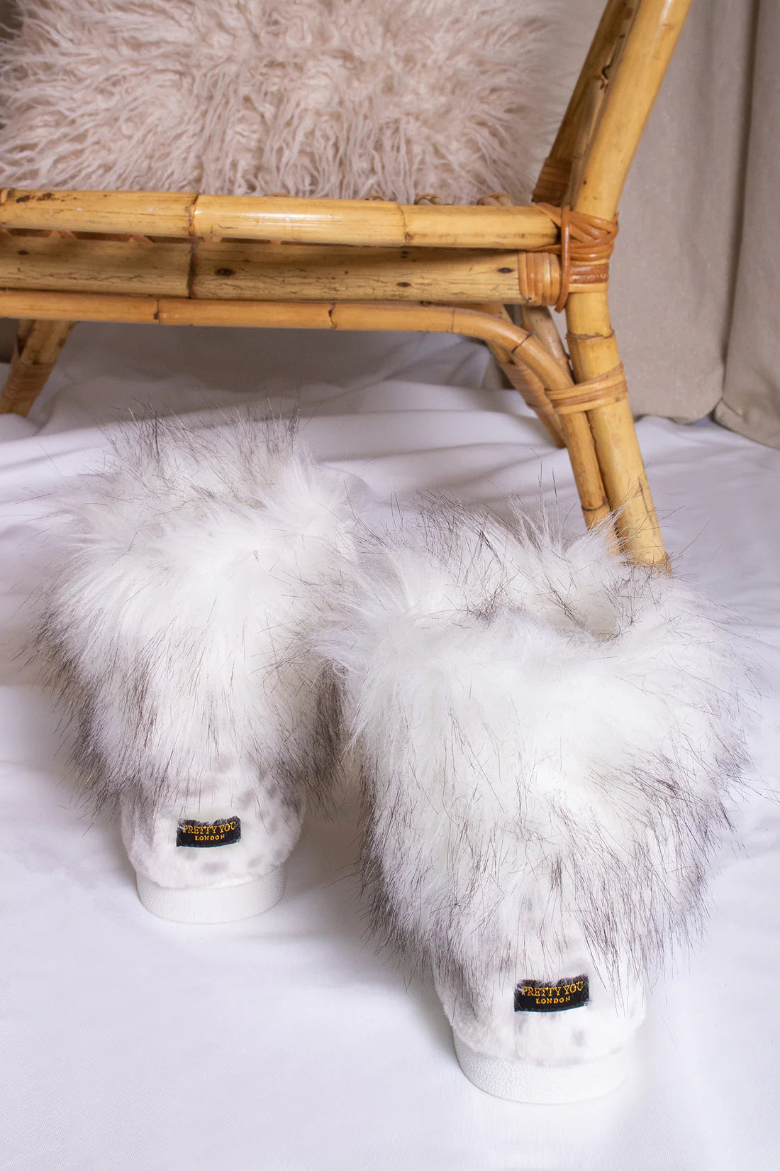 fluffy snow leopard pretty you london slipper boots