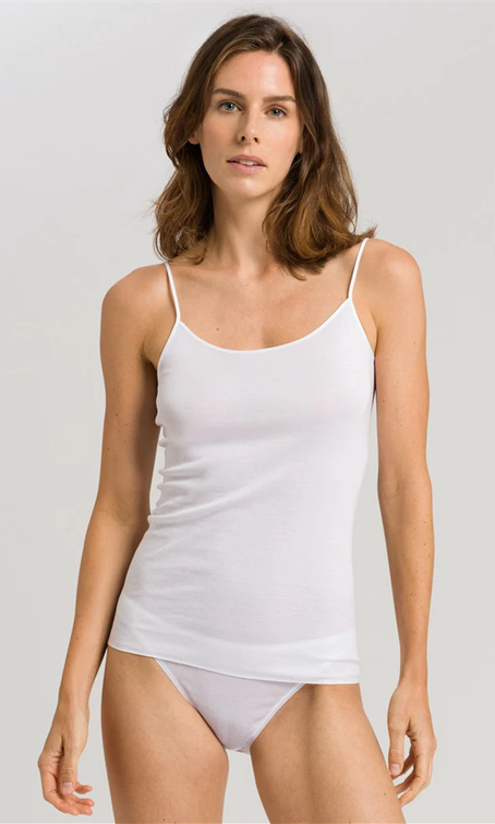 Hanro Cotton Seamless Spaghetti Top White-brownslingerie2
