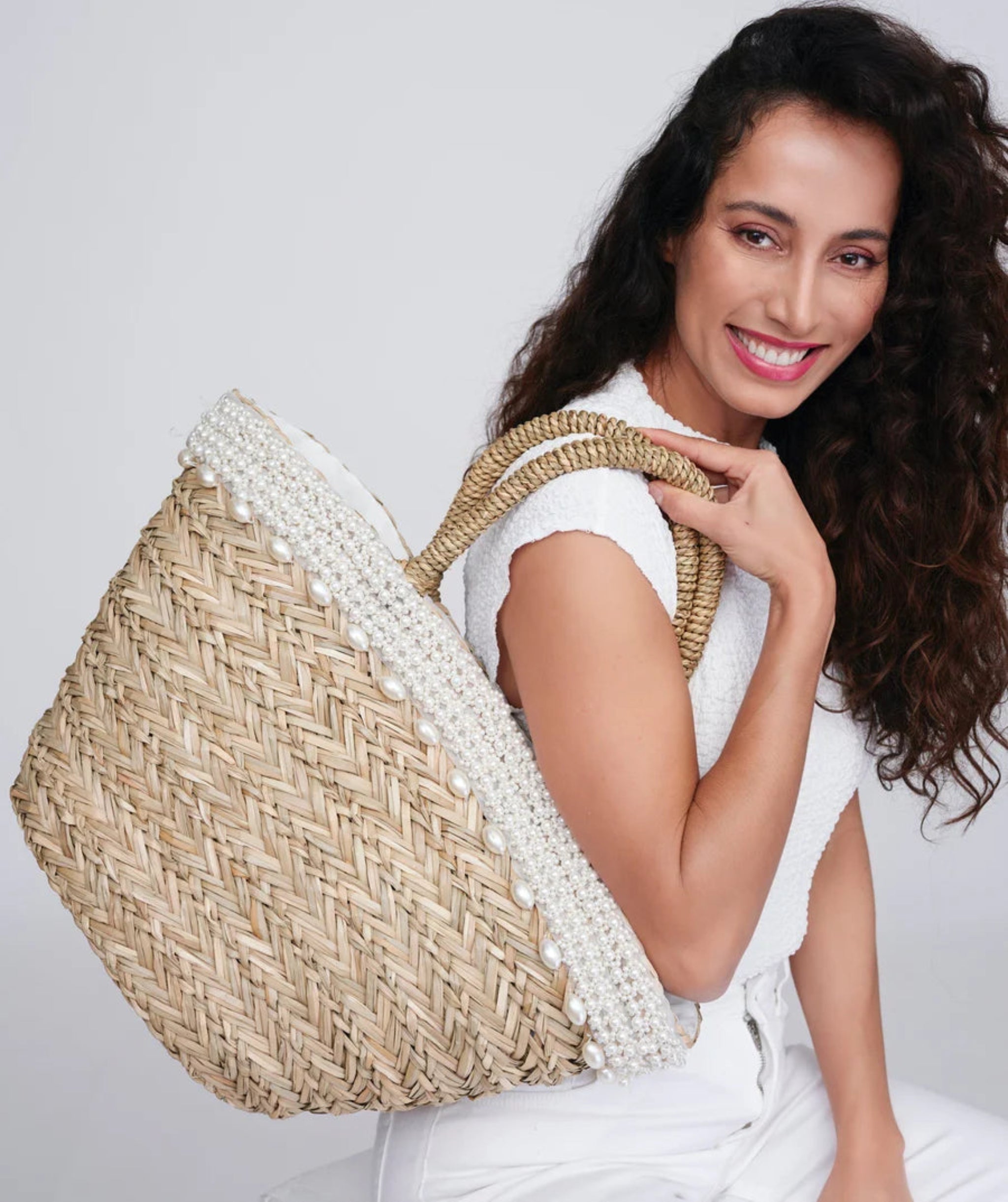 Pia Rossini straw beach bag