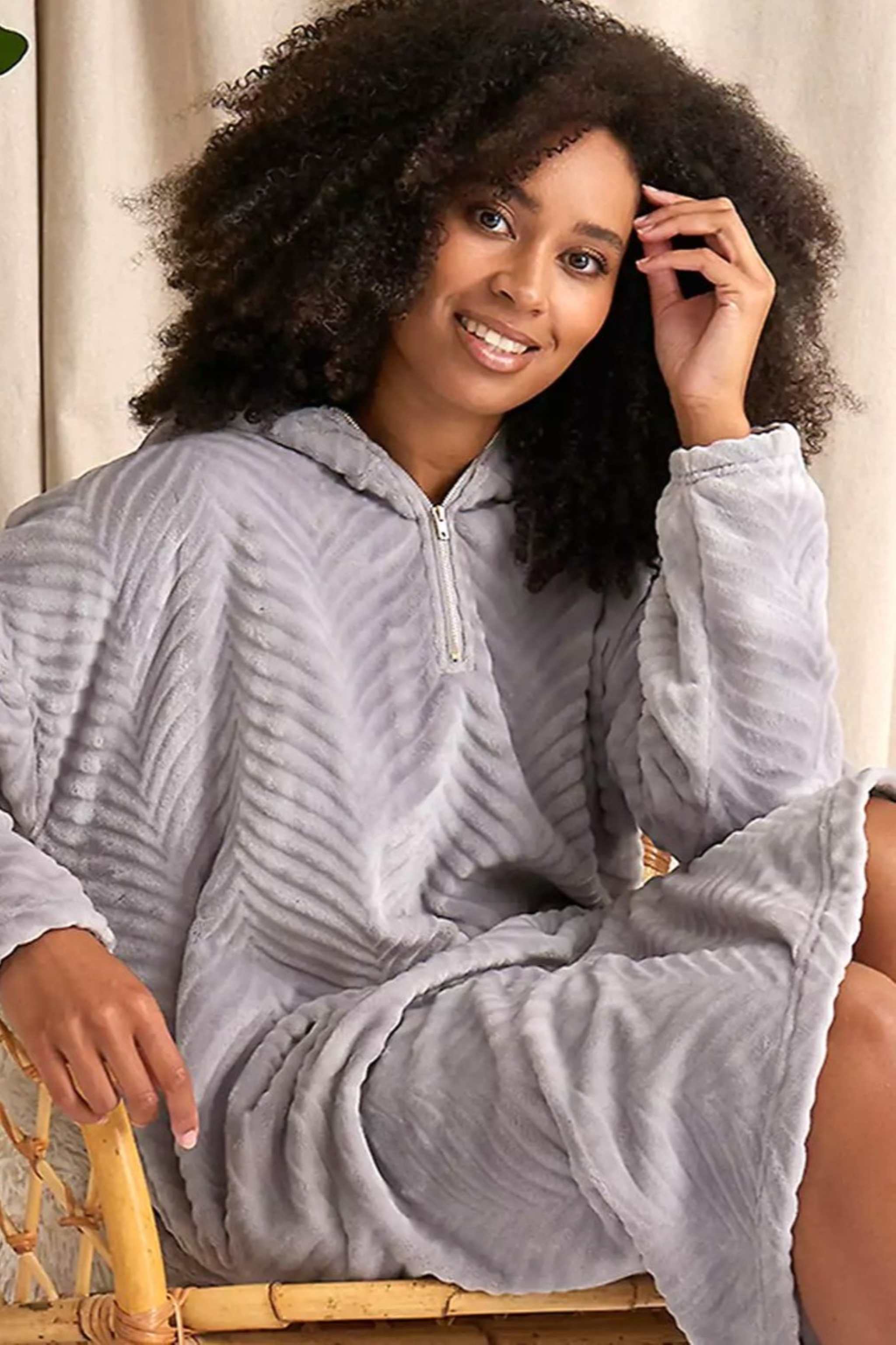 pretty you grey snoody dressing gown robe