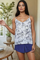 vegan Pyjama Set shorts set with Floral camisole in vegan fabric 