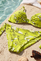 roidal lime and white abstract printed bikini 