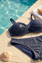 sapph blue navy glitter bikini top