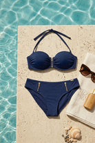 sapph paradiso bandeau strapless navy bikini top and bikini brief set 