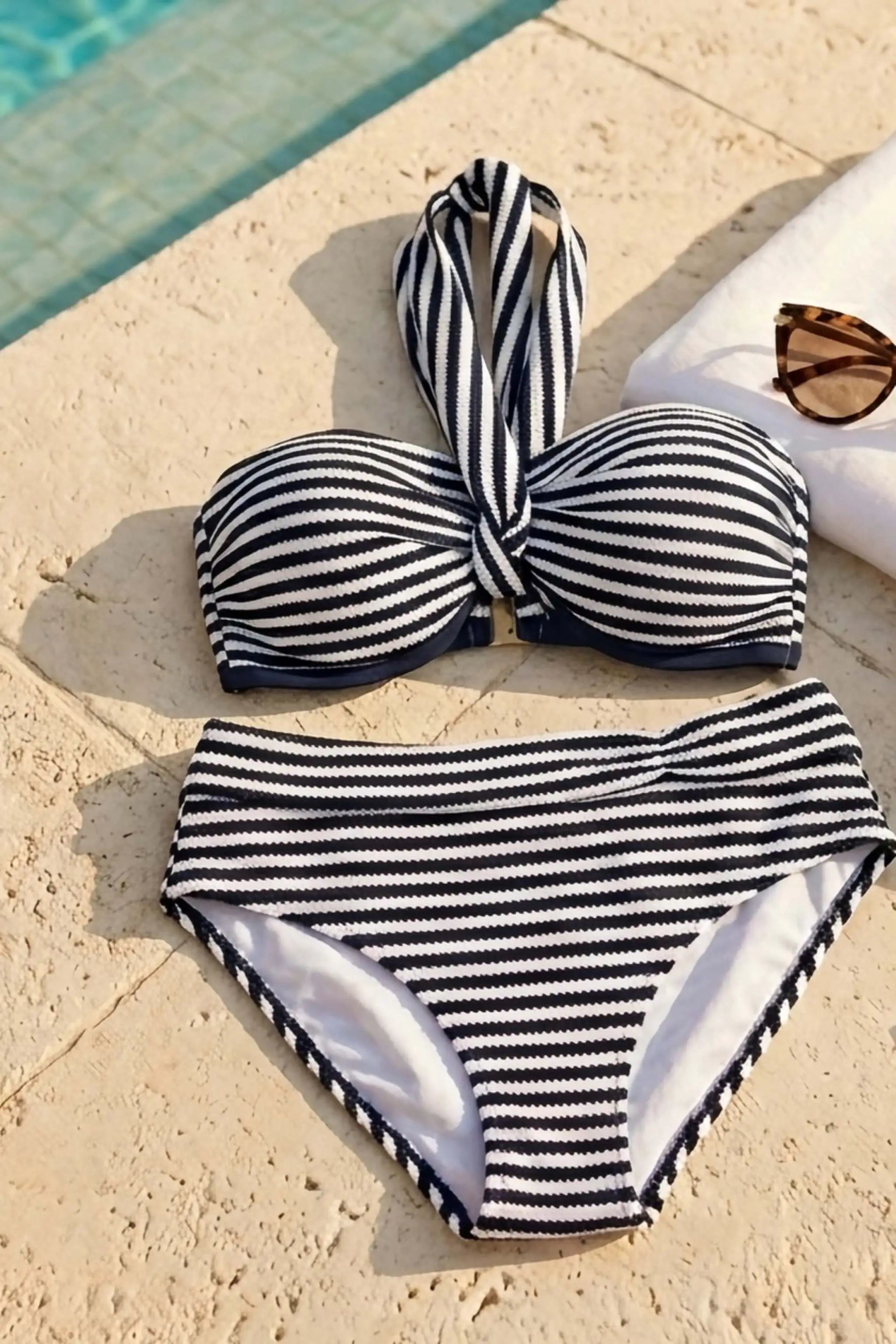 Sapph Roadtripper Bikini Brief in Navy and White stripe