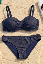Sapph Roza Grazia Bandeau Bikini Top in Navy &amp; Gold Sparkle