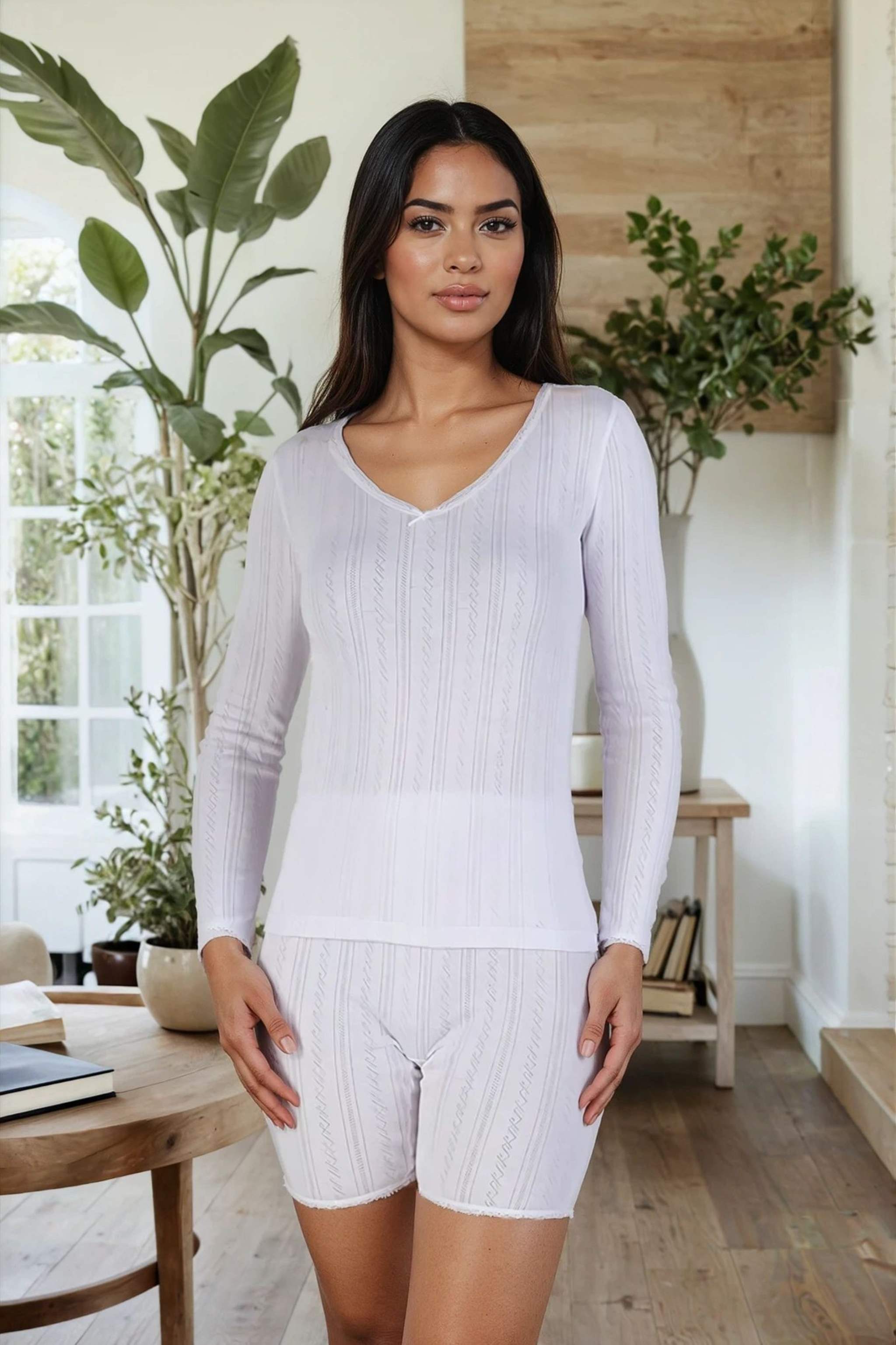 Slenderella Brushed Thermal Long Sleeve Top