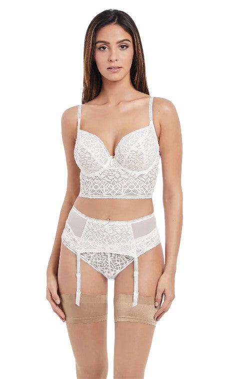 Freya Soiree Lace Suspender Belt White-brownslingerie