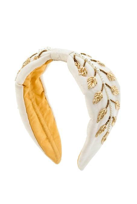 Ivory and Gold Satin Headband-brownslingerie