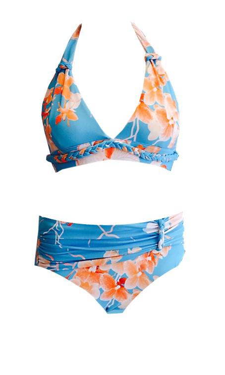 Lindsey Brown Turquoise Halter neck Bikini-brownslingerie