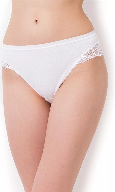 Nina Von C 100% Cotton Brief in White-brownslingerie